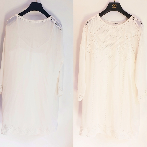 NWT CLUB MONACO Cream 100% Silk Eyelet Dress 6 S - Picture 5 of 11